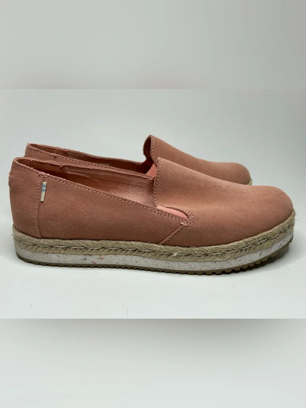 Tom’s Casual Palma Espadrille Coral Pink Flat Loafer Size W 7.5